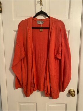 Venezia Open-Front Coral-Orange Cardigan